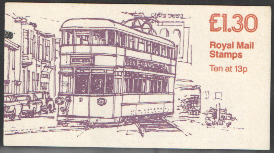 (image for) FL3A / DB7(26) + BMB Perf E1 £1.30 Trams No.1 Left Margin Folded Booklet